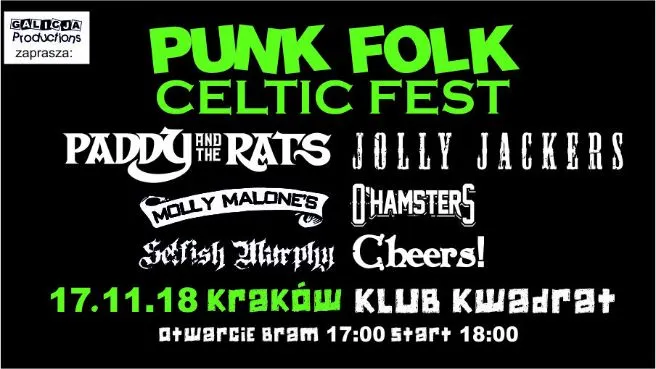 PUNK FOLK CELTIC FEST: CHEERS!, SELFISH MURPHY, O'HAMSTERS, MOLLY MALONE'S, JOLLY JACKERS, PADDY AND THE RATS 